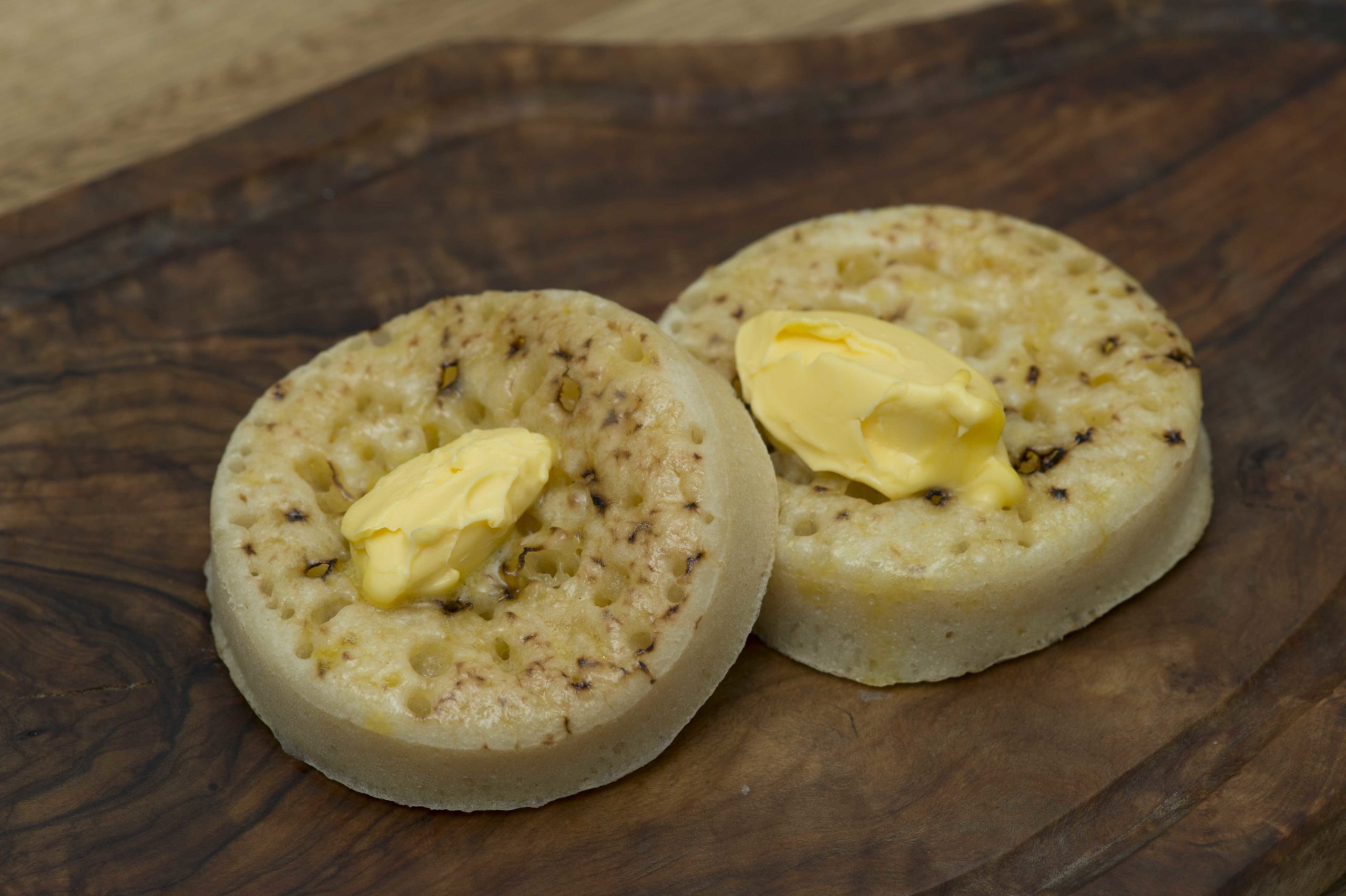 Crumpets with butter